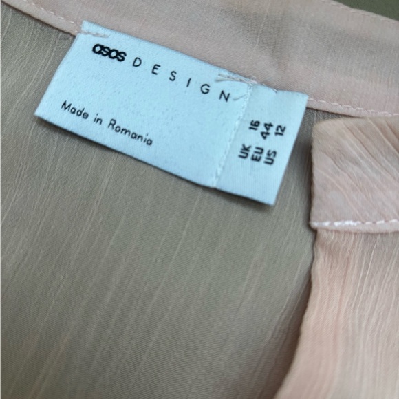 ASOS Sheer Pastel Pink Blouse Tie Top Size 12 - Picture 7 of 8